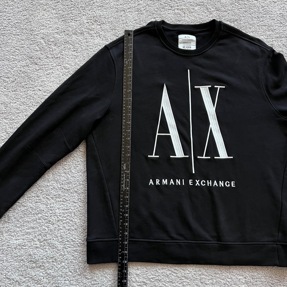 Armani Exchange Icon Logo Sweatshirt Mens XL Black Fleece Crewneck Pullover - Picture 12 of 15